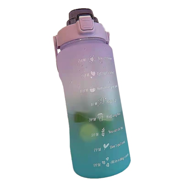 Stor 2000 ML Motiverande vattenflaska Bärbar flaskvåg Sport Vattenkokare GradientFärg Plastkopp Bokstav Sippy CupGradient Lila