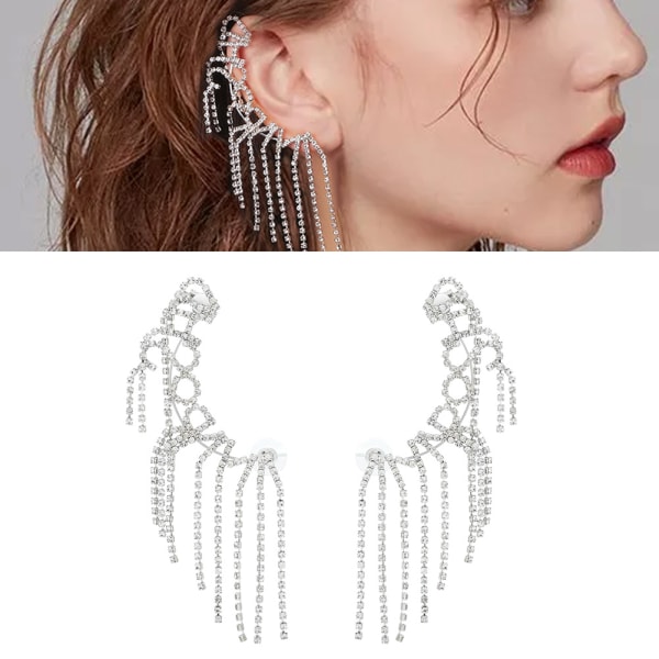 Mode Kvinnor Tjej Överdriva Rhinestones Tofsar Ear Stud Örhängen Smycken Tillbehör