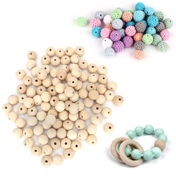 Gör-det-själv runda pärlor Trälogg Färg Craft Pärlor för smycken Barn Leksaker Making20mm 100st