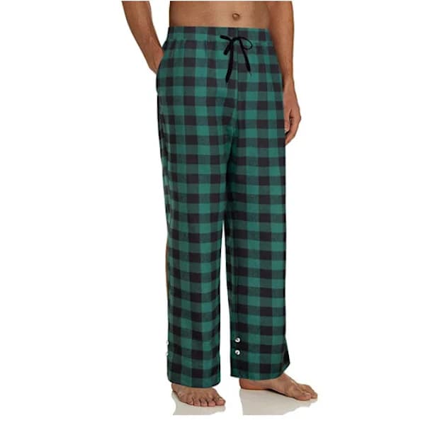 Ruudulliset pyjamahousut miehille taskuilla - Vihreä Green XL