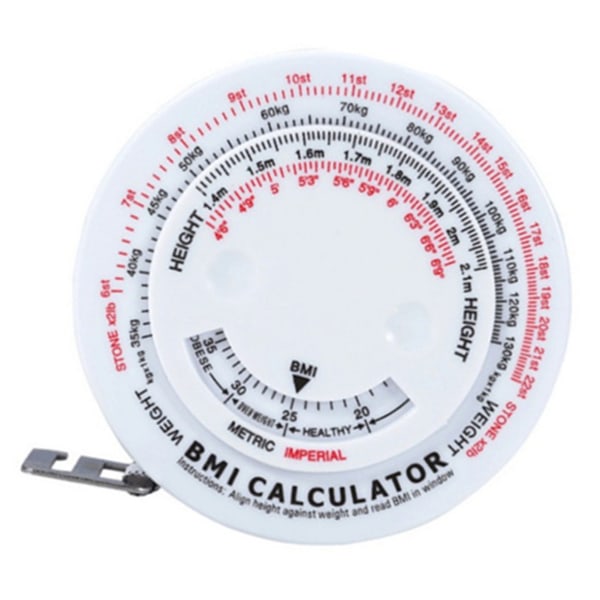 Pyöreä BMI-mittanauha Automaattinen sisäänvedettävä vyötärönauha Teippilaskin Kannettava Terveys Mittanauha Työkalut Valkoinen