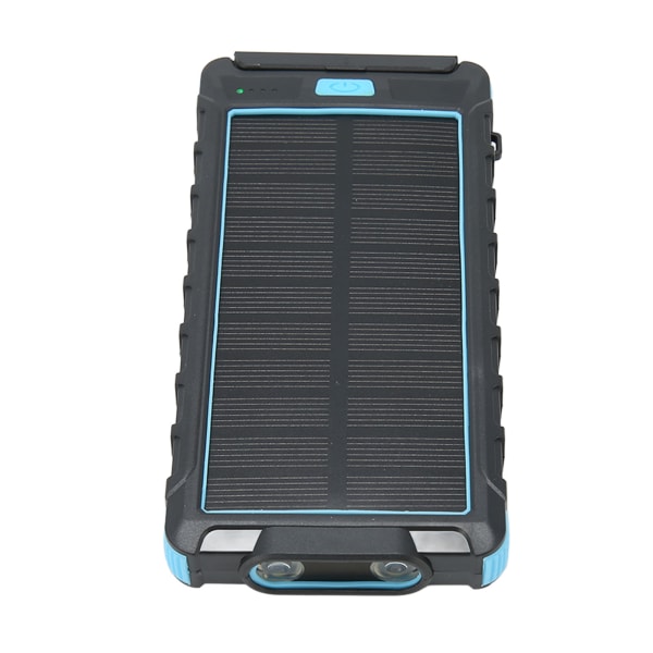 Bærbar solcellelader 20000mAh solenergibank med kompass og LED-lommelykt for utendørs svart blå