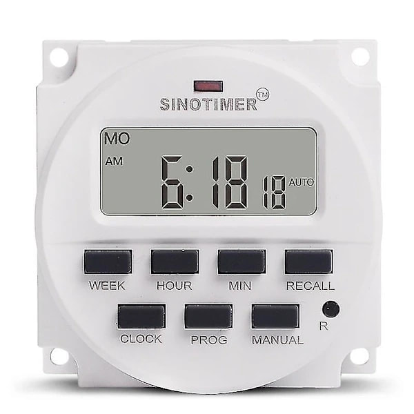 Sinotimer 15,98 tum LCD digital timer 12V DC 7-dagars programmerbar timer Tm618n-4 maj.5