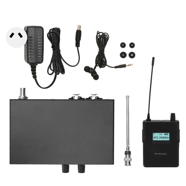 Langaton UHF-stereomonitorijärjestelmä 863–865 MHz:n langaton monitorilähetinvastaanotin kuulokkeella 100–240 V AU-liittimellä