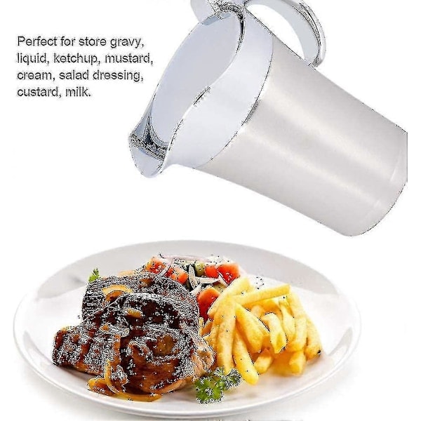 Dobbelisolert sauskanne med hengslet lokk, perfekt sausnebb i rustfritt stål (750 ml)