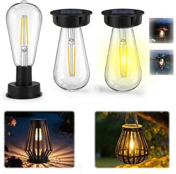 Solcelle-erstatningslampehoveder, LED, Automatisk Sensor, Vandtæt, Til Udendørs Havelanterner, 3-pak, Sort, 7 Cm