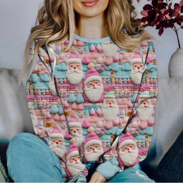 Dam Julrundhalsad Tröja Tomte Lös Pullover B B