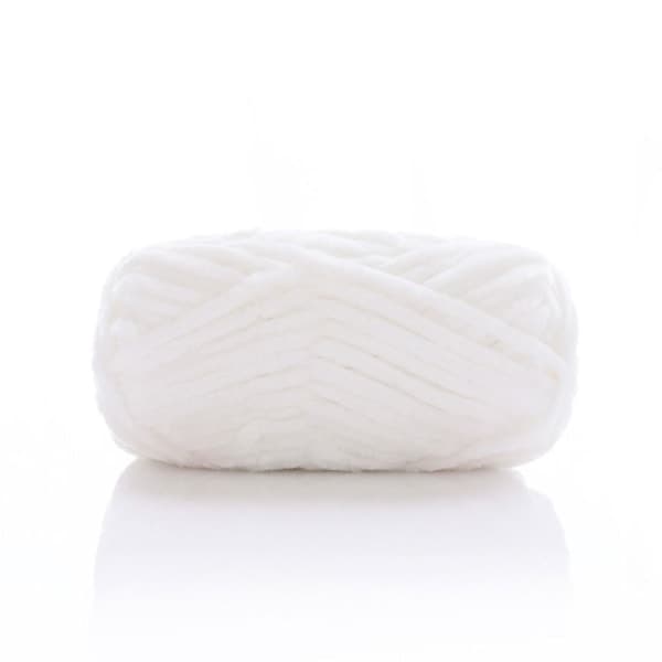 Chenille sammetsgarn Chunky stickgarn kardade trådar VIT vit
