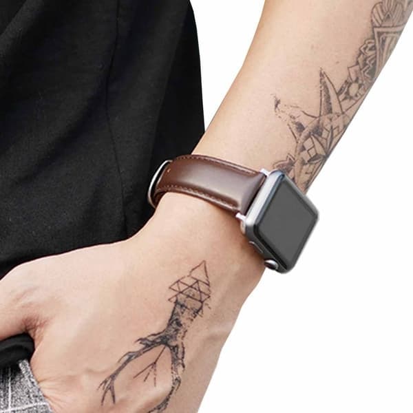 Apple Watch 38/40/41 1/2/3/4/5/6/7/8/SE Ruskea Nahkaranneke Nahka—pa
