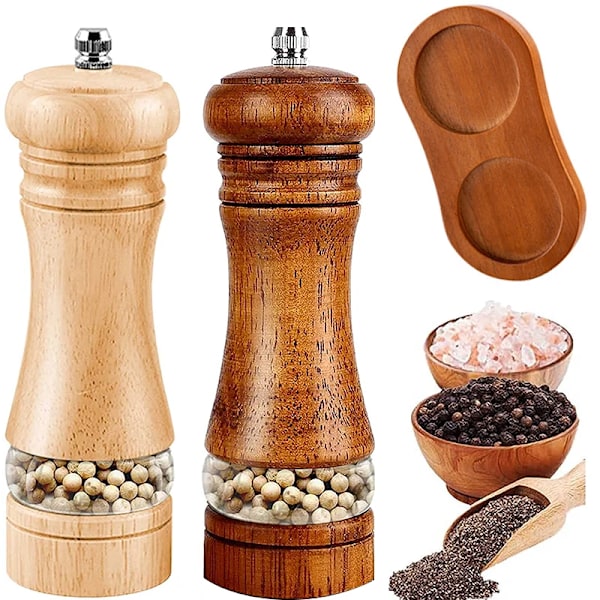Manuell Pepperkvern Tre Salt- og Pepperkverner Multifunksjonell Krydderverktøy Solid Tre Krydderkvern For Hjemmekjøkken Husholdning 1PCS 6inch