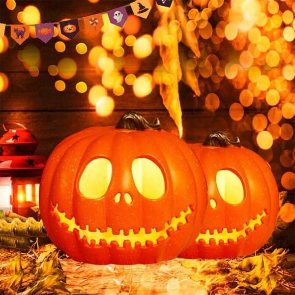 9-tommer Halloween-lygte Græskar LED-lys Lampe Have Spøgelse