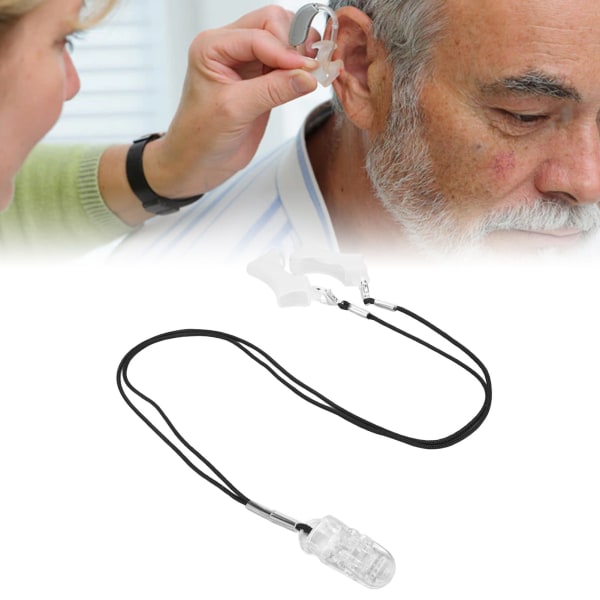 Høreapparat Snorklemme Gennemsigtig klemme Sort Nylon ledning Høreapparat Clip Holder Stort dobbelt øre