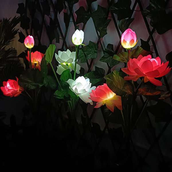 Solar Lotus Flower Lights, Solar Lights Outdoor puutarhaan, punainen