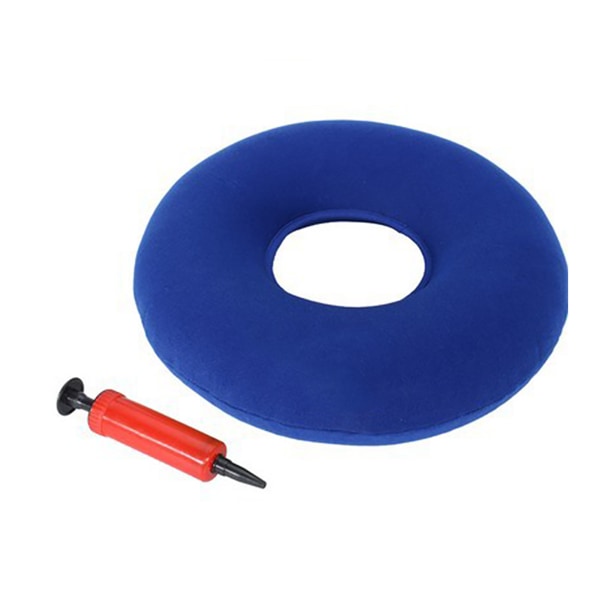 Uppblåsbar munkkudde Tjock PVC rund form Förhindra liggsår läckagetät Rullstolspall Stolkudde Mörkblå