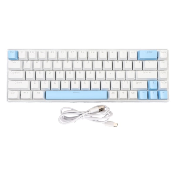 Gaming Keyboard USB 68 Keys Blue Switch N Key Rollover 10 RGB Bakgrunnsbelyst Modi Kablet tastatur for stasjonær bærbar PC Hvit Blå