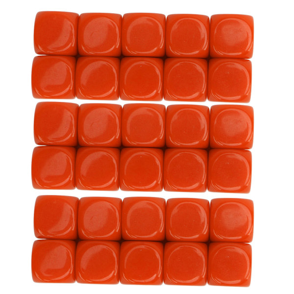 30 kpl 16 mm:n tyhjä set muovia pyöristetyt 6-sivuiset noppakuutiot pelijuhliin, tee-se-itse-tarra matematiikan opetus oranssi