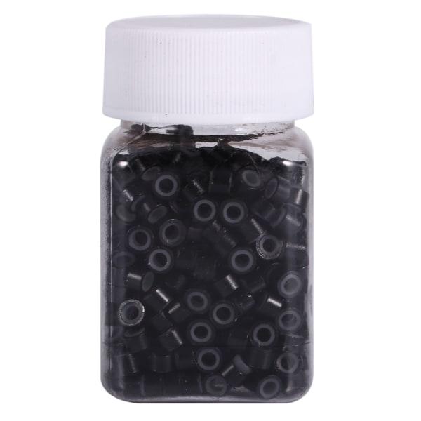 500 kpl/pullo silikonivuoratut höyhenen hiustenpidennyshelmet linkkirenkaat (500 kpl musta)