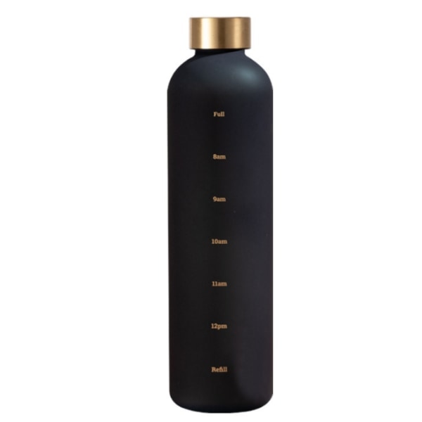 1 liters vandflaske med tidsmarkering sort—PA