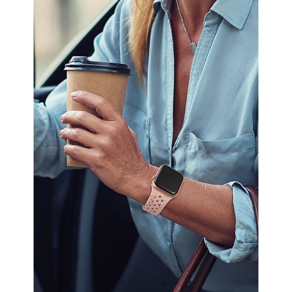 Paris_Sportband Kompatibelt med Apple Watch Armband 40mm 38mm 41mm Hål, Mjukt Andningsbart Silikon Sport Ersättningsarmband för iWatch Serie