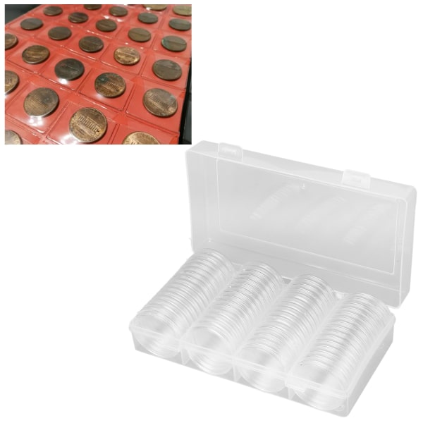Klar myntförvaringslåda 60 stycken 41 mm myntkapslar Myntuppsamlingsbehållare för myntsamlare