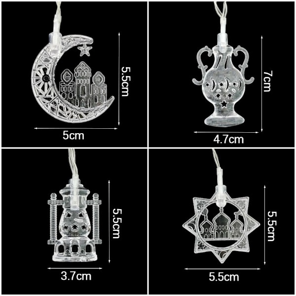 2m 10LED LED-valosarja Ramadan-lyhty LÄMPIMÄN VALKOINEN 2M lämmin valkoinen