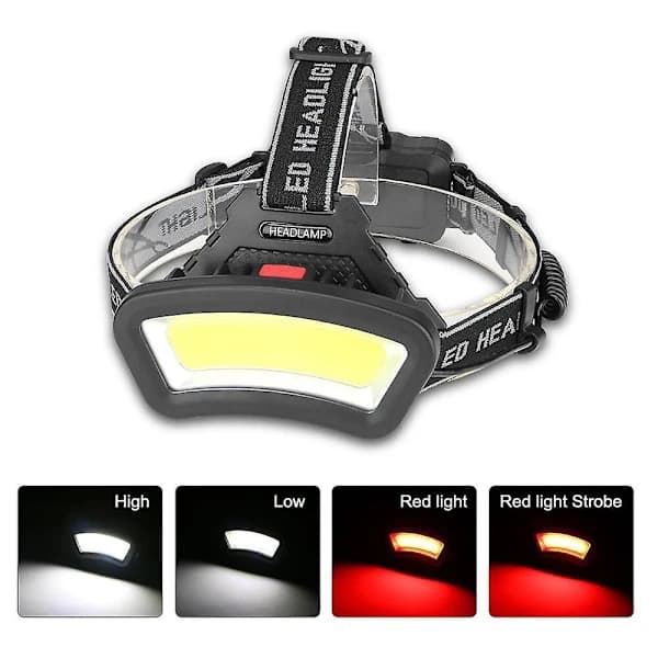 LED-hodelykt, USB-oppladbar hodelykt med 4 lysmoduser, vanntett hodelykt for løping