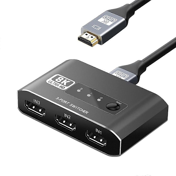 3 i 1 Ud -Kompatibel Switch Selector, Understøtter 4K@120Hz HD -Kompatibel Selector Switch til Ga.pa