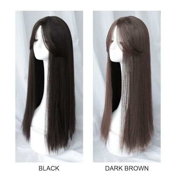 Rett hår hel parykk MØRKBRUN dark brown