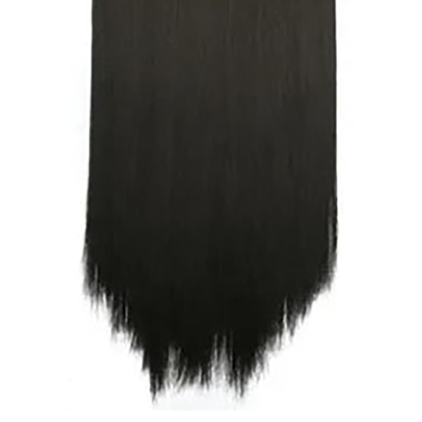 Klips i rett hårnål sømløs 24 tommer lett 16 klips Syntetisk fasjonabelt hårforlenger hårstykke svart