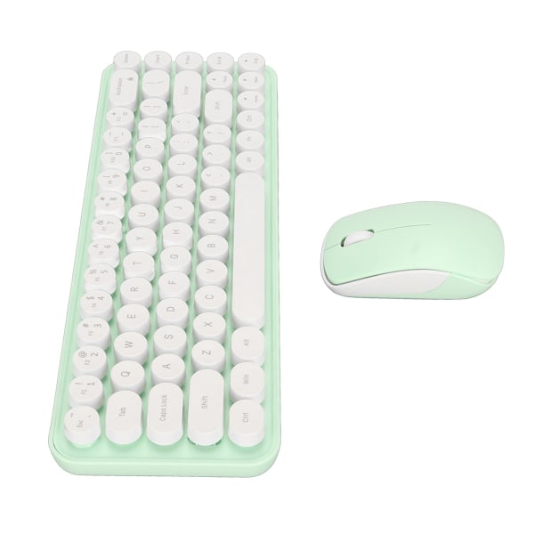 Skrivmaskin Tangentbord och mus Combo 68 tangenter 2,4 GHz stabil överföring Batteridrivet Retro skrivmaskin Tangentbord för Windows Vit Grön