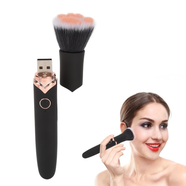Makeup Brush Foundation Blush Loose Powder Brush 10 Gears Vibration Elektrisk massagebørste Sort