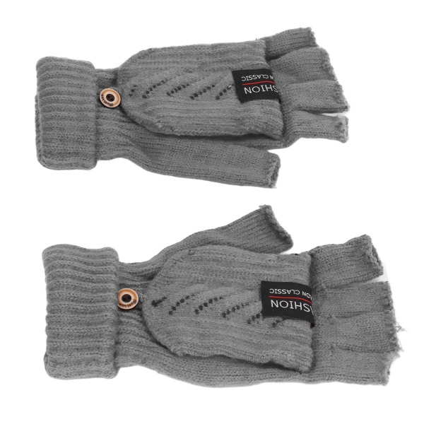 1 par USB uppvärmda handskar Elvärme Thermal stickningshandskar Halvfinger vinterhandvärmare för arbetsgrå