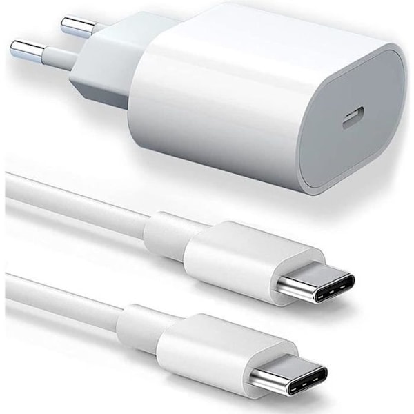 25W USB-C hurtiglader + 20W 1M USB-C til USB-C-kabel for iPhone 15 Pro Max - iPhone 15 Plus - iPhone 15 Pro - iPhone 15