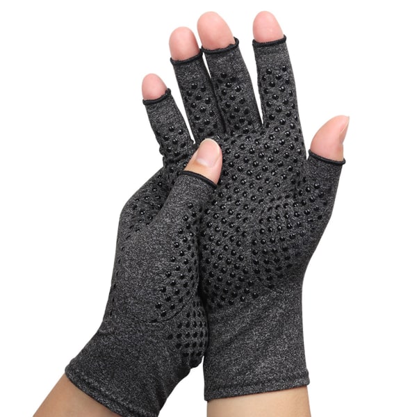 Sports Half Finger Hansker Anti-Slip Pustende Komfortabelt strikket stoff Leddgikt kompresjonshansker Heather Grey S