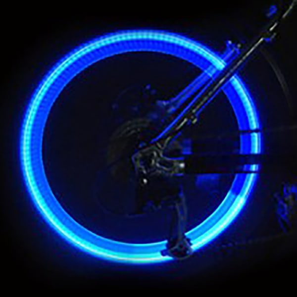 2st LED-cykelhjulsljus Dekorativt plastblått Coolt cykeldäcksljus med batteri för modifiering