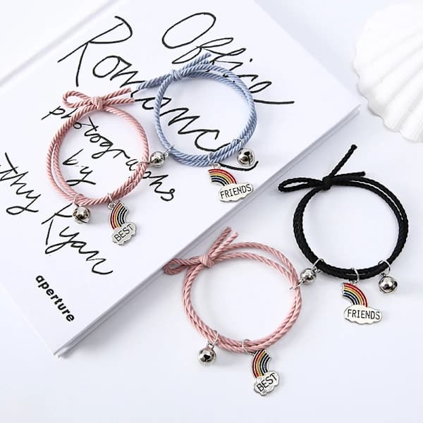 2 st Regnbågsklocka Bästa Vän Armband Rep Enkelt Regnbåge
