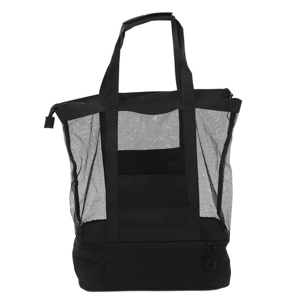 Resväska Stor kapacitet Bärbar bärbar handbagageväska i mesh med sidficka för gym Sports Home Svart