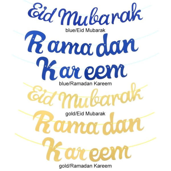 Hengende flaggbanner GOLD RAMADAN KAREEM gull Ramadan Kareem-Ramadan Kareem