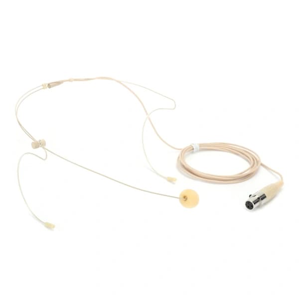Beige 3-bens headsetmikrofon med kondensatorkapsel til bodypack-sender