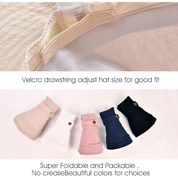 Paris_Cotton Solhatt Bred Brätte UPF50 UV-skydd Packbar Strandhatt Sommar Bucket Hatt för Resor