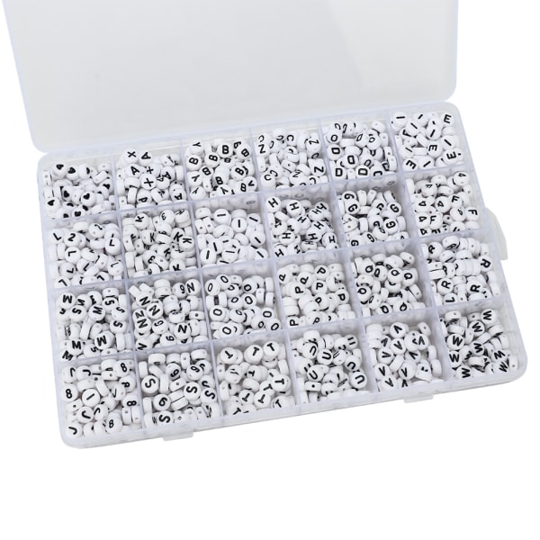 DIY digitalt engelsk alfabet nummer Armbånd Halskæde Smykkefremstilling perler (runde)