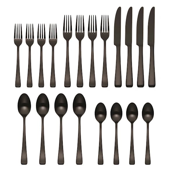 (2-pack) 20-delars Bestickset i Svart Satin Rostfritt Stål (Servering för 4)