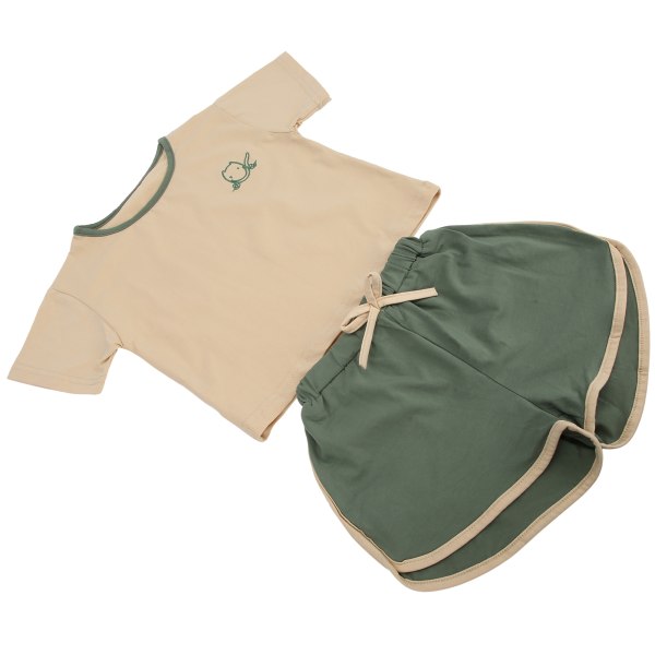 Baby småbarn T-skjorte buksesett Sommer Enkel Søte jenter Spedbarn Hudvennlige klær Dress Grønn 66CM