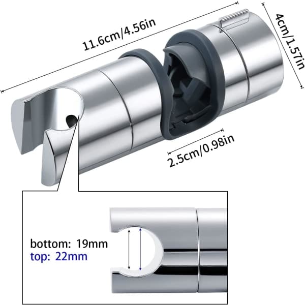 Utskiftbar håndholdt dusjhodeholder, dusjhodeholder, 18-25 mm diameter justerbar, ABS krom - 2 stk (PA)