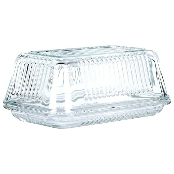 Smørskål i glas med låg til opbevaring og servering 231