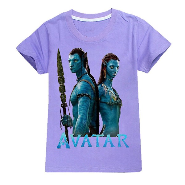 Avatar 2 The Way Of Water T-skjorte med korte ermer 100 % bomull for barn - Lilla Purple 120CM 5-6Y