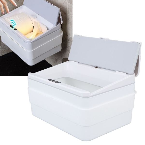 Berøringsfri mini søppelbøtte Automatisk liten søppelbøtte med sammenleggbart lokk for kontorbord nattbord på badet