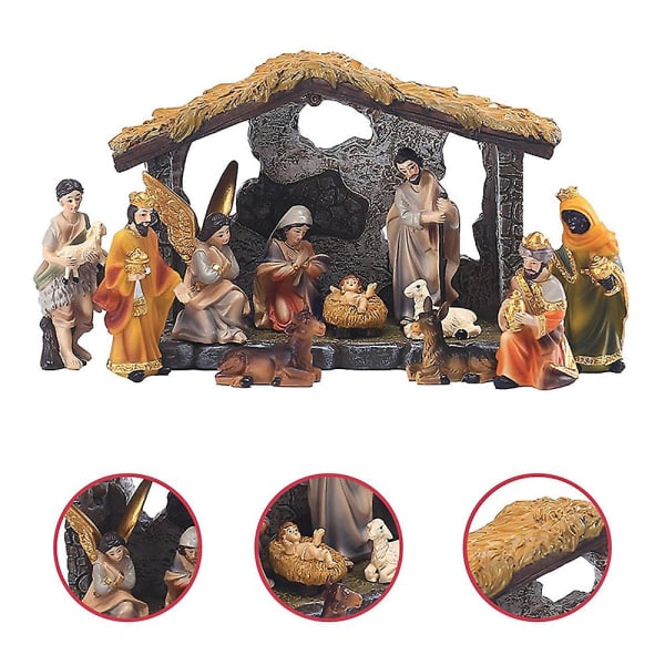 Jul julkrubba Jesu födelse Staty Hartsfigur Hemmakontor Skulptur Dekoration Prydnad Julklapp