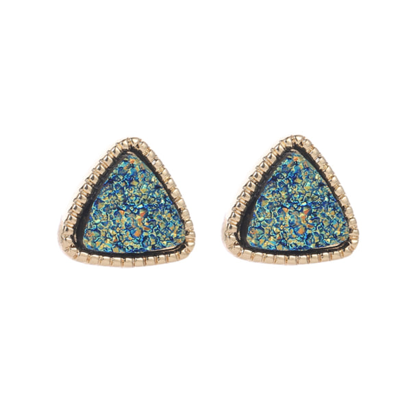 Fahion Triangle Shape Øredobber Ørestift Dame Jenter Eardrop smykker (blå og grønn)