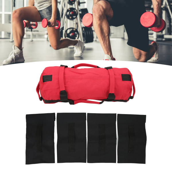 Træningssandtaske Oxford stof 6 håndtag Nem justering Multi Purpose Fitness vægttaske med påfyldningsposer til indendørs gym Rød